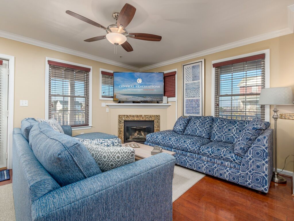 Télévision, cheminée, lecteur de DVD