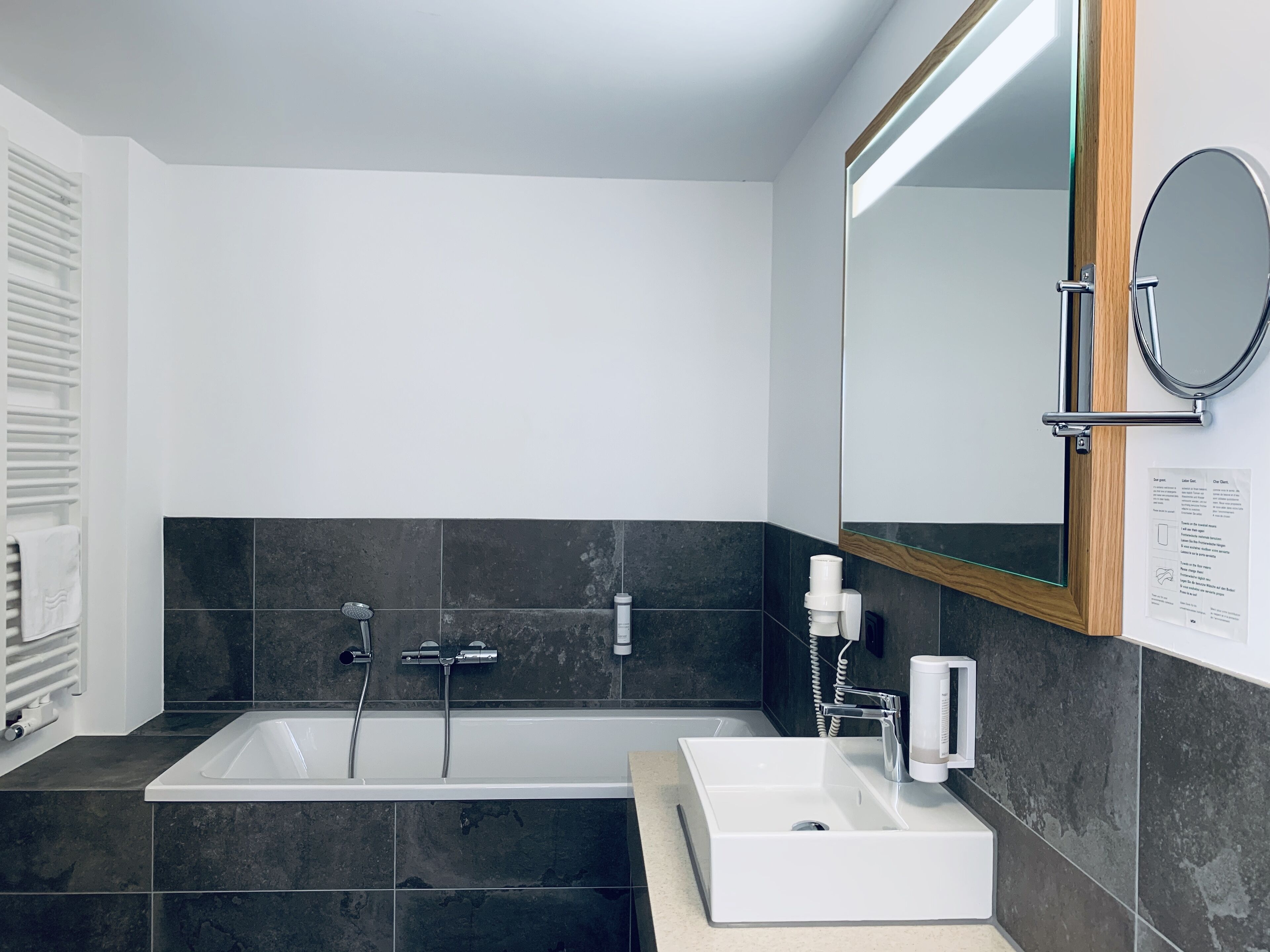 junior suite | bathroom | hair dryer, towels