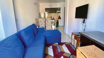 Deluxe Apartment | Living area | 32-inch LCD TV with satellite channels, TV