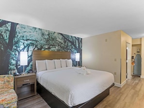 Pillow-top beds, desk, laptop workspace, soundproofing
