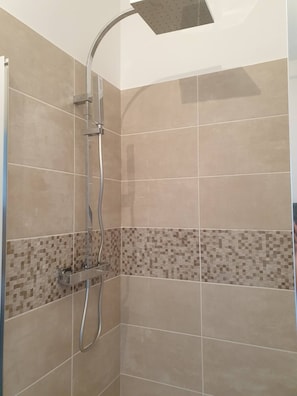 Shower, hair dryer, toilet paper