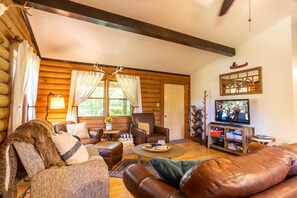 Televisión y chimenea 