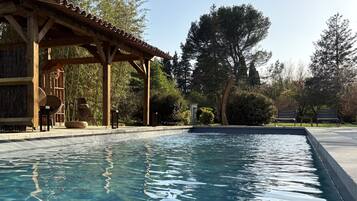 Outdoor pool, pool loungers