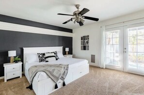 3 bedrooms, desk, iron/ironing board, travel cot