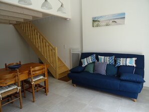 Télévision, lecteur de DVD, livres, vidéothèque