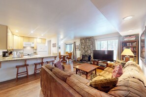 TV, fireplace, DVD player, ping pong