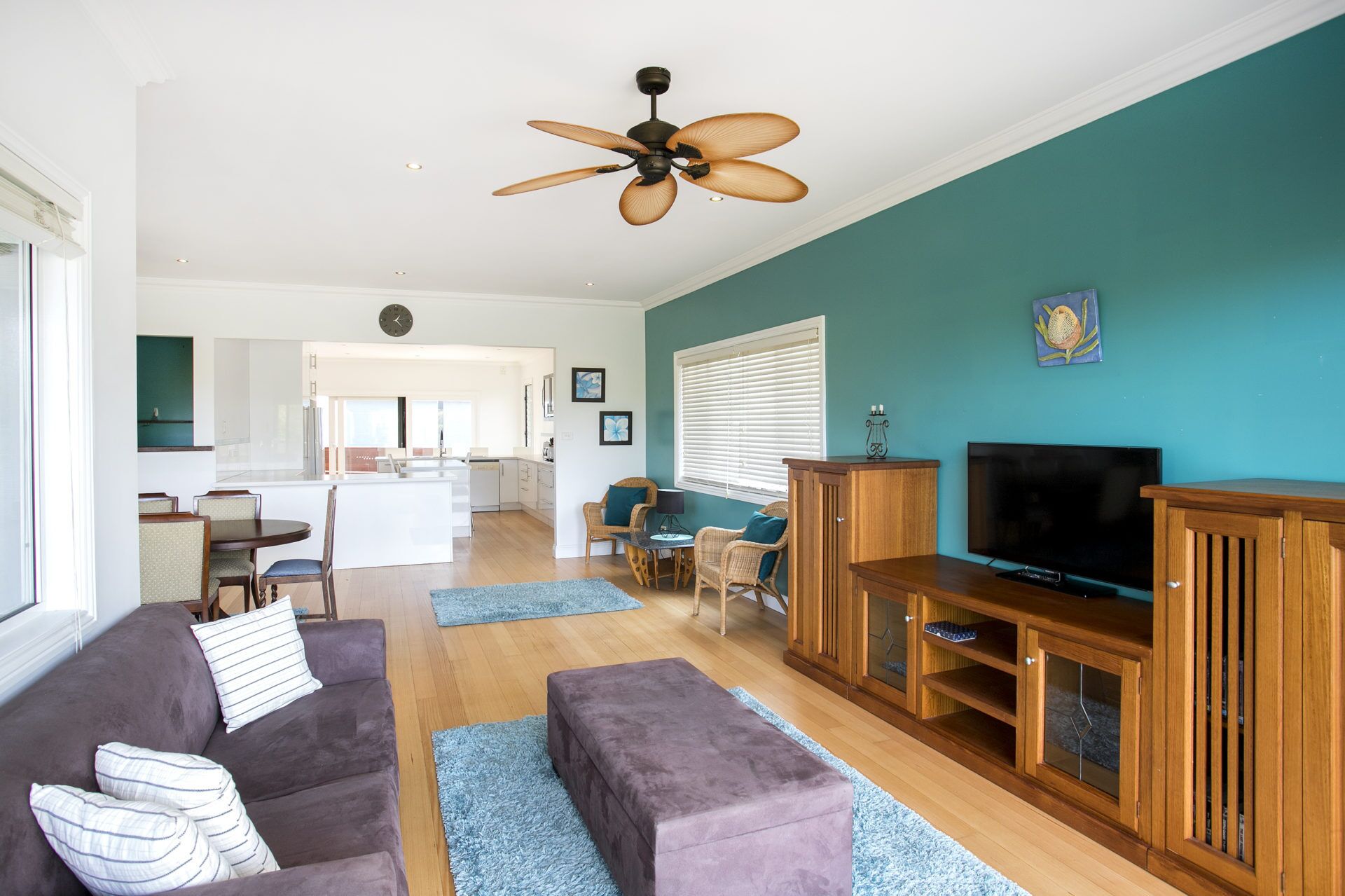 Smart TV, fireplace, video games, DVD player