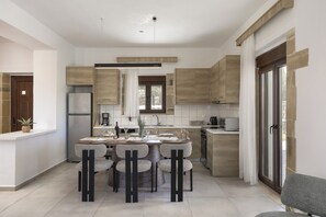 Fridge, microwave, oven, stovetop - Dimokritos Villa IV,  a homestay experience (Aggeliana, Rethymno)