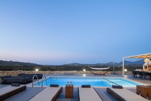 Outdoor pool, pool loungers - Dimokritos Villa VI, a homestay experience (Aggeliana, Rethymno)