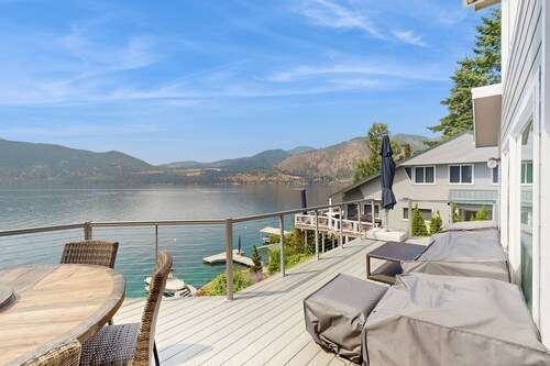 Stunning home on the water with large deck, private dock, firepit