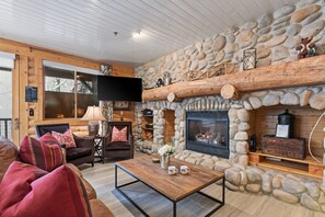 TV, fireplace, DVD player, books - Abode at Black Bear #252 | Family Friendly Mountain Getaway, Steps to Skiing! (Park City)