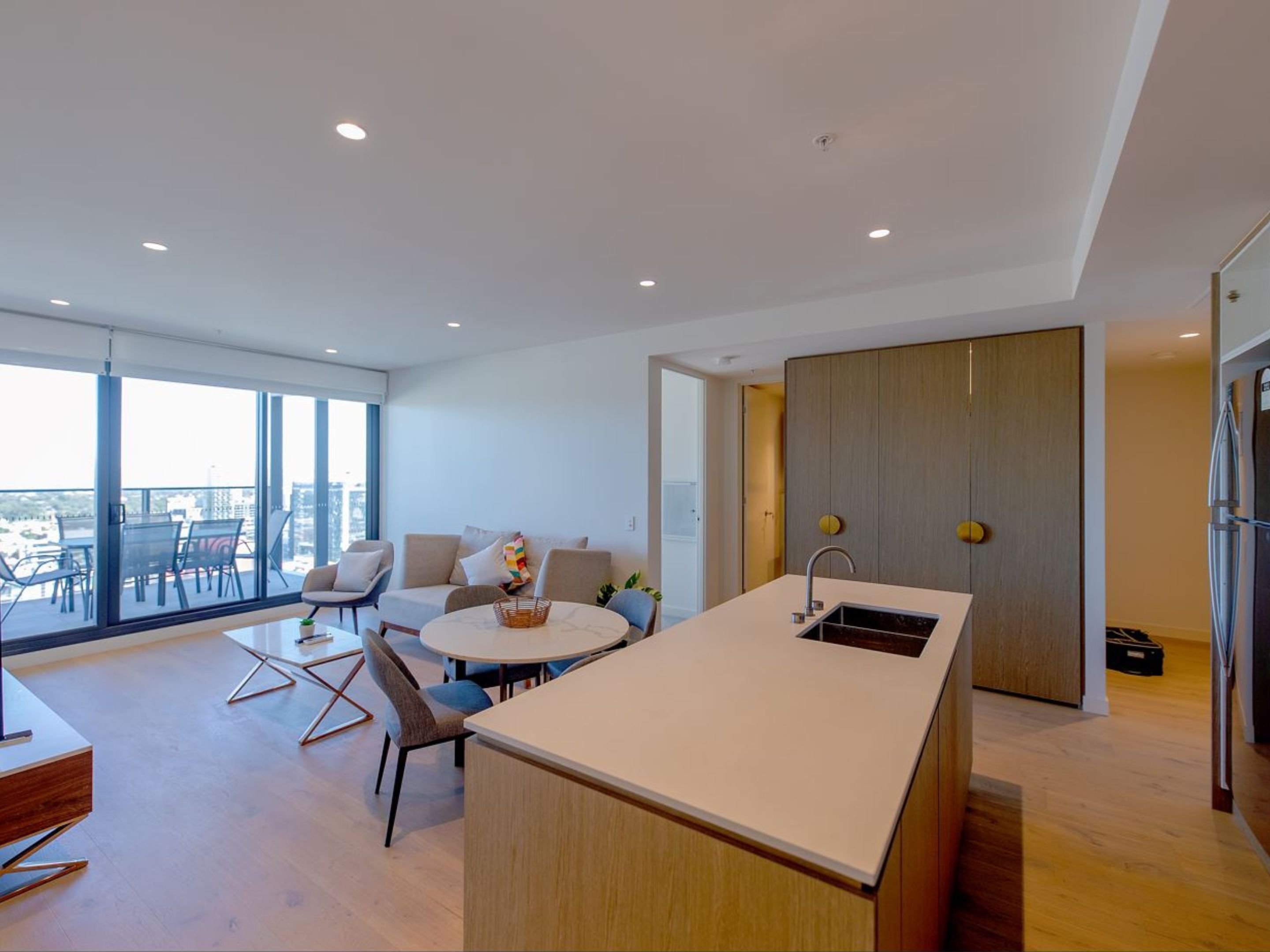 Three Bedroom Two Bathroom Apartment | Private kitchen | Full-size fridge, microwave, oven, stovetop