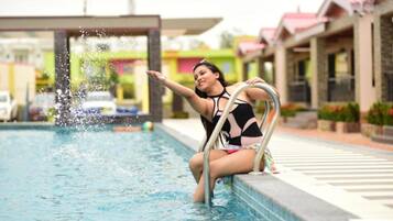 Indoor pool, outdoor pool, free pool cabanas, pool umbrellas