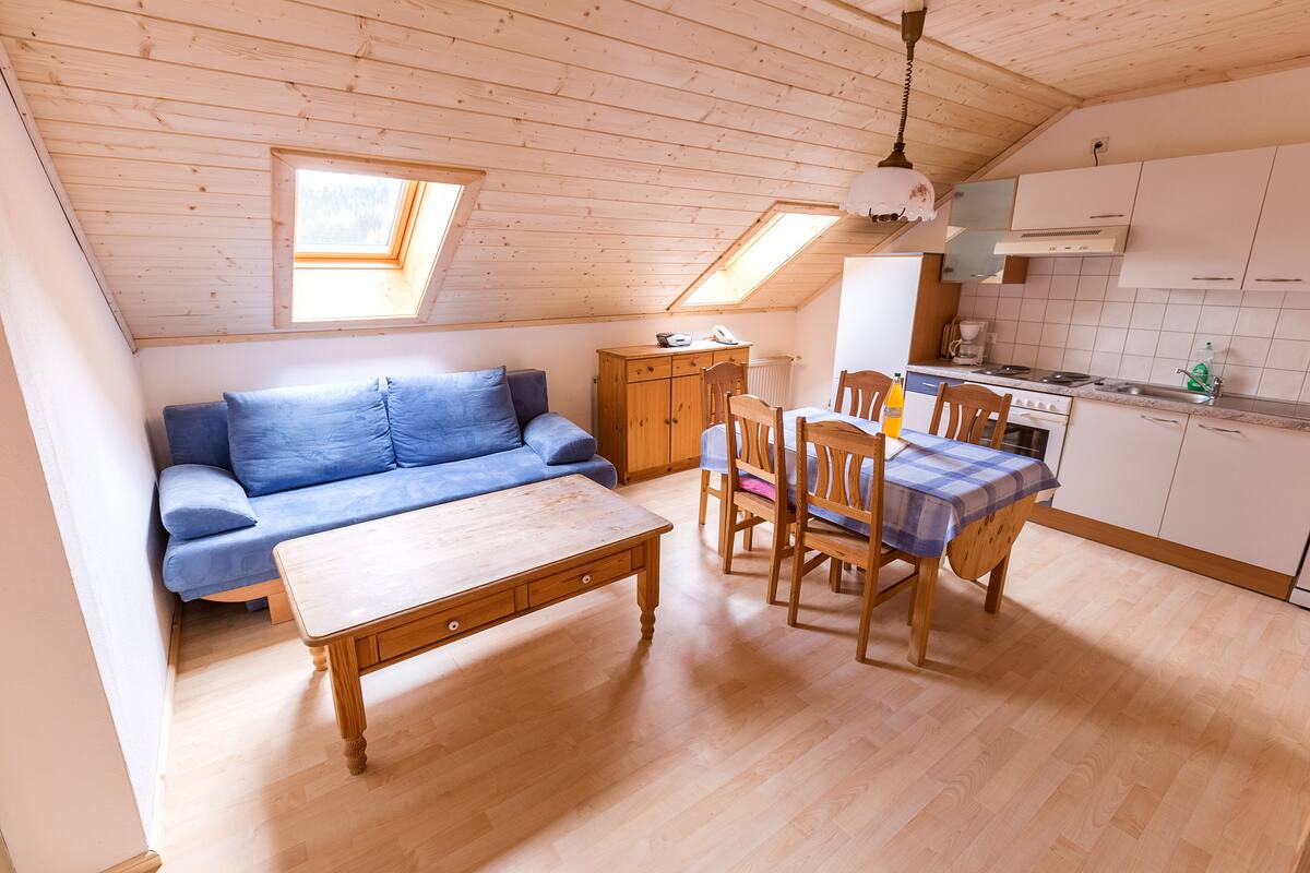 Classic Apartment, 1 Bedroom (Sternenhimmel) | Living area | Flat-screen TV, ping pong