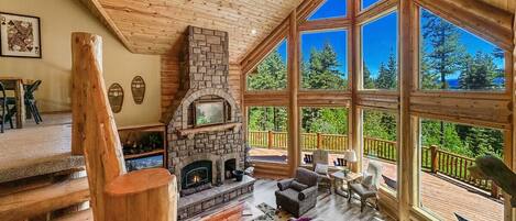 Smart TV, fireplace, video games, DVD player