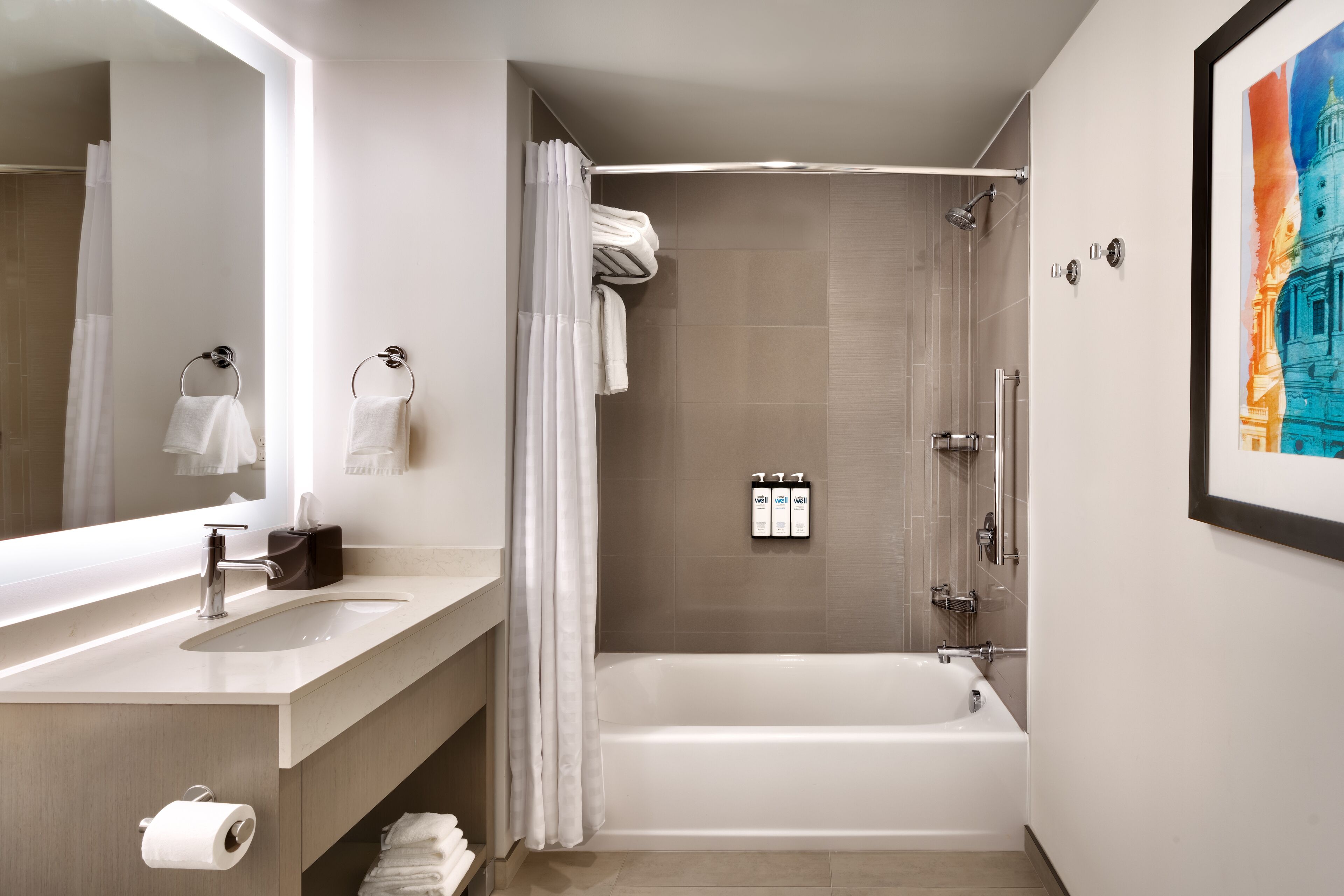 room, 2 queen beds | bathroom | free toiletries, hair dryer, bathrobes, towels