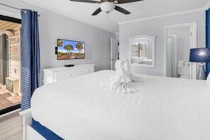 2 habitaciones, tabla de planchar con plancha y ropa de cama 