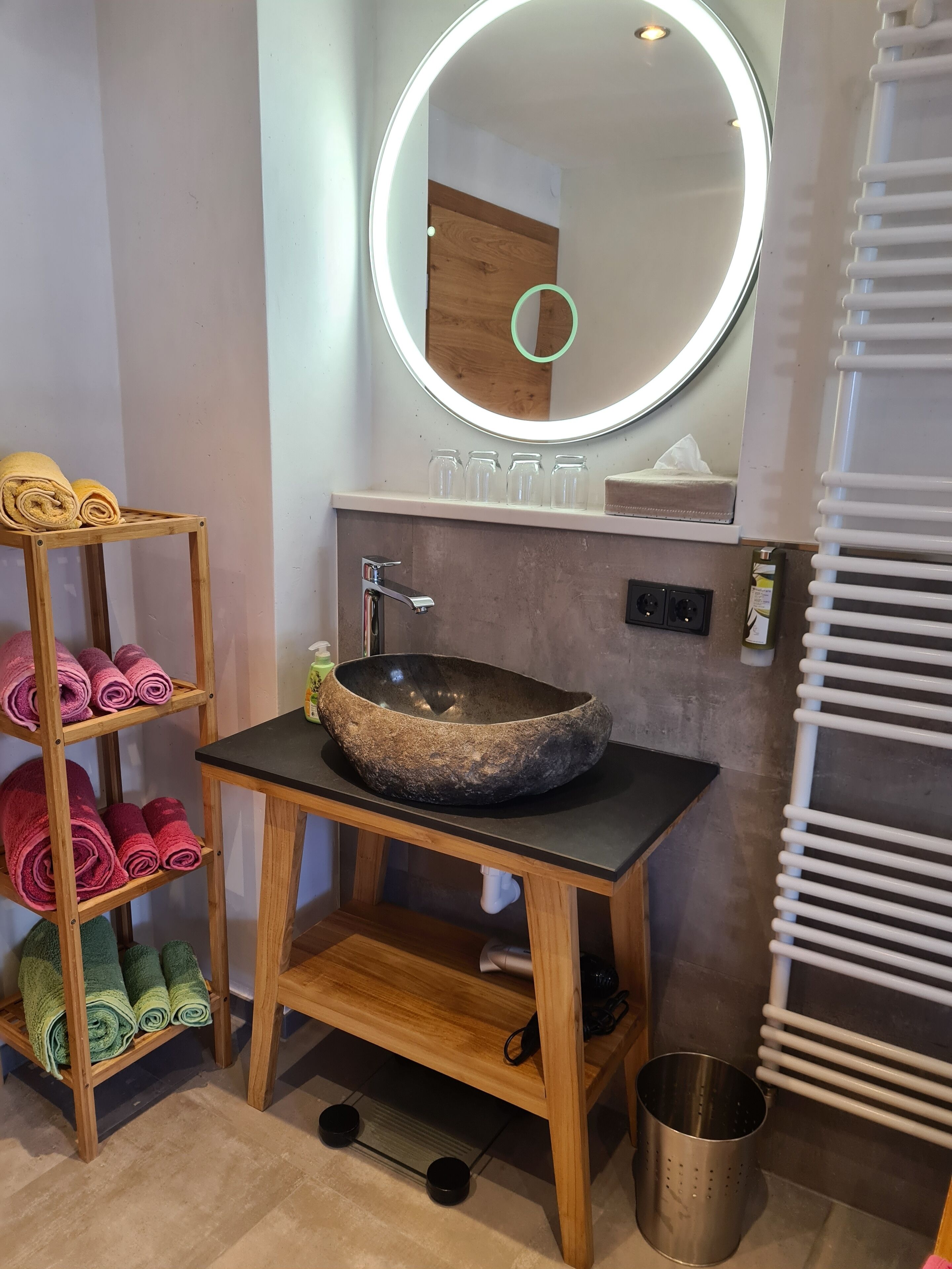 Shower, eco-friendly toiletries, hair dryer, towels