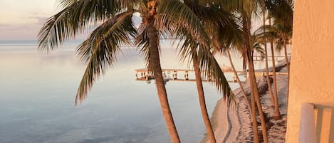 On the beach, sun-loungers, beach towels