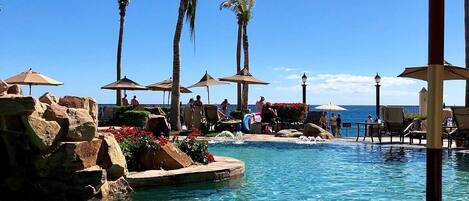 An infinity pool, a heated pool