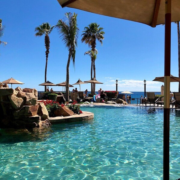 An infinity pool, a heated pool