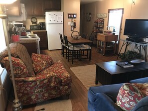 Smart TV, DVD player, books, video library