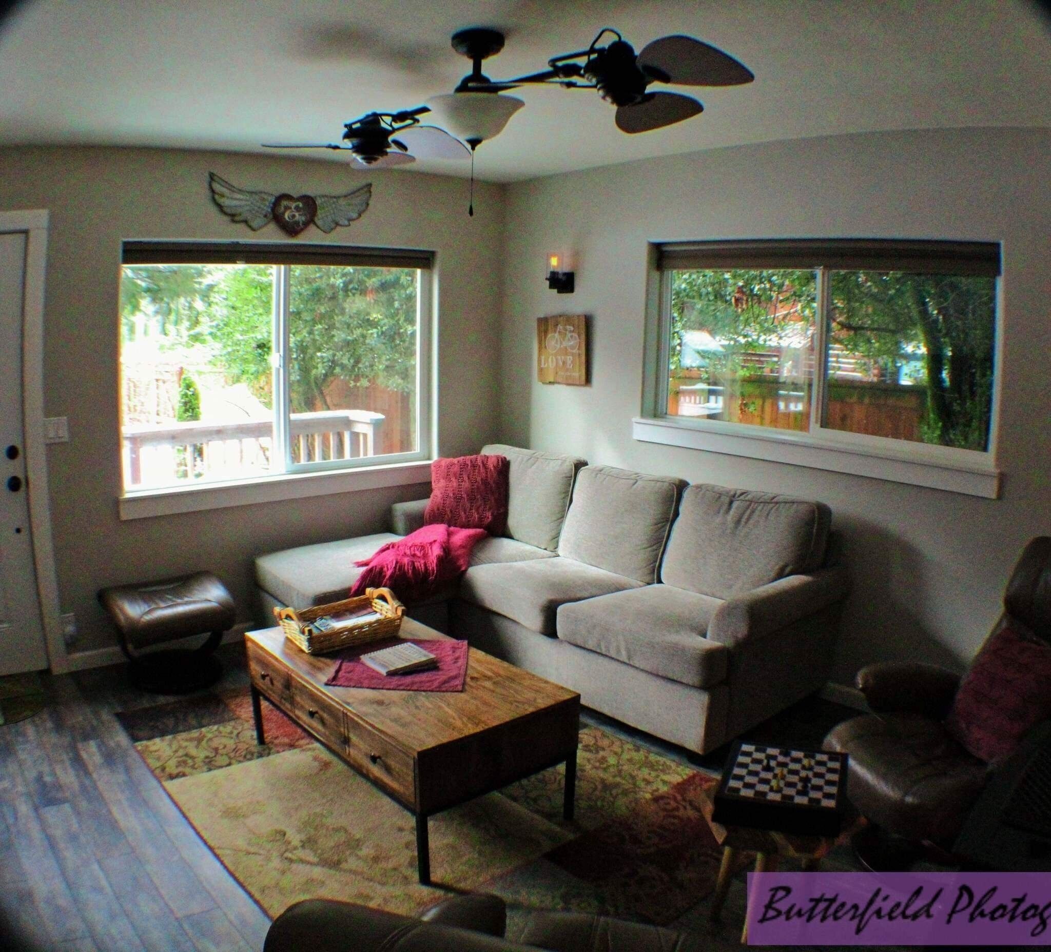 TV, fireplace, DVD player, video library