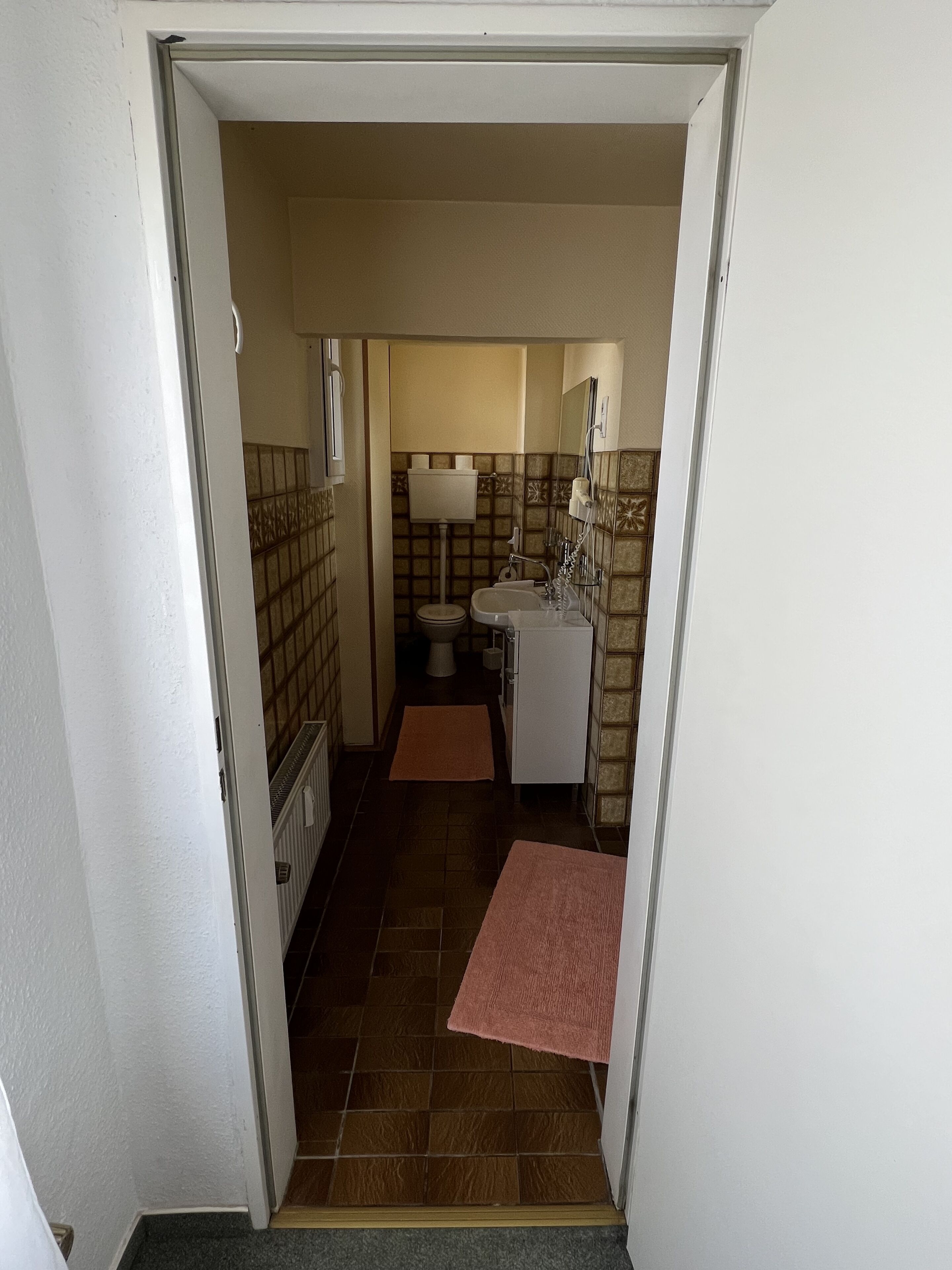 Dusj, hårføner, håndklær og såpe