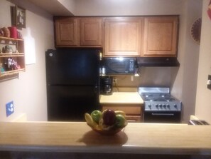 Fridge, microwave, oven, stovetop - Doc's Angel Fire condo.  (Angel Fire)