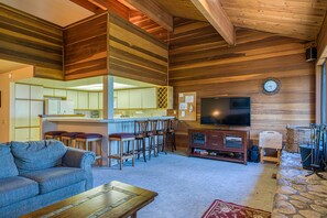 电视、壁炉、DVD 播放器