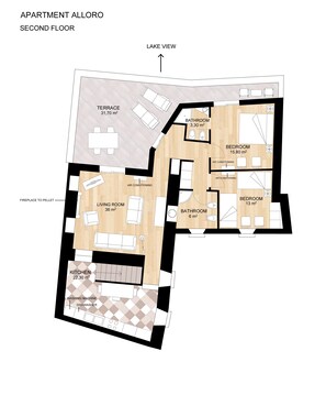 Floor plan - Lake-view apartment Alloro (Gardone Riviera)