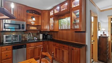 Fridge, microwave, dishwasher, coffee/tea maker