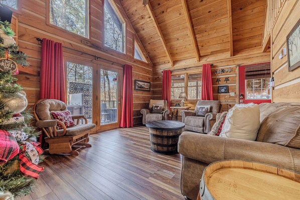 Smart TV, fireplace, video games, stereo