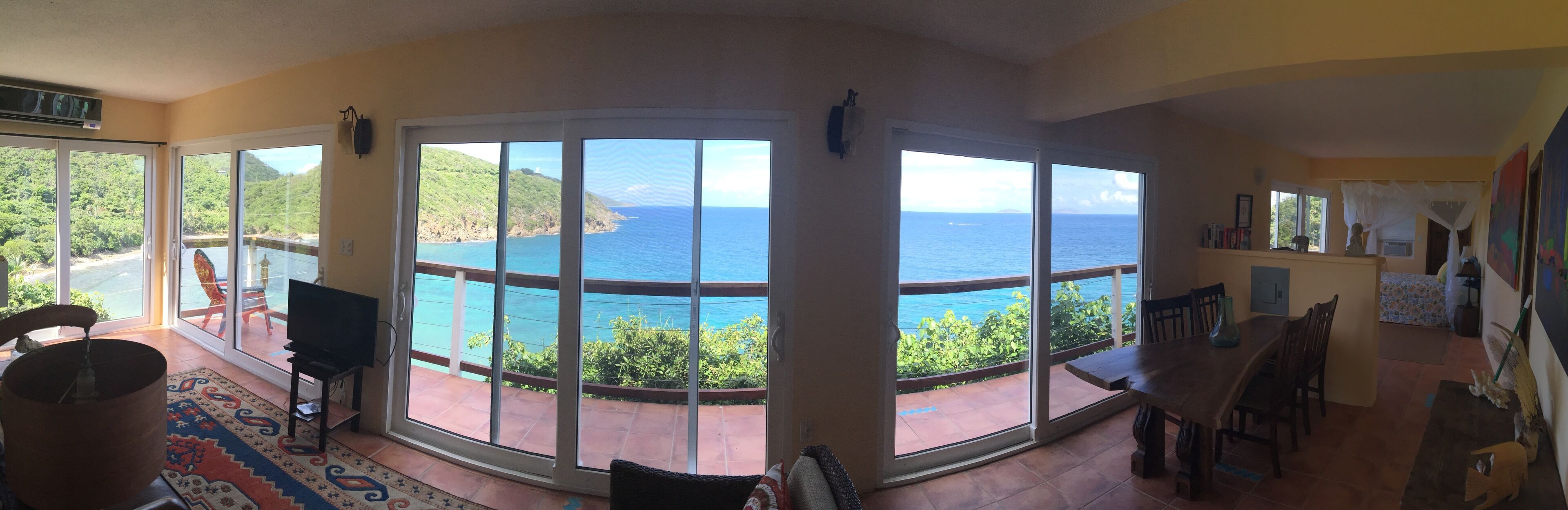 Panoramic view of the ocean from inside