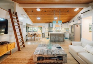 Smart TV, DVD player, books, video library