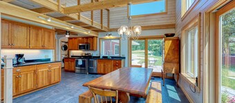 Bayfront home with gorgeous water views, dock, outdoor patio, fireplace