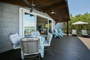 Outdoor dining - Stunning Views! Enchanting Peninsula Lake Front Cabin with Dock, Kayaks, Hiking (Graford)