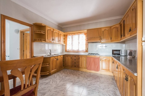 Fridge, microwave, oven, toaster