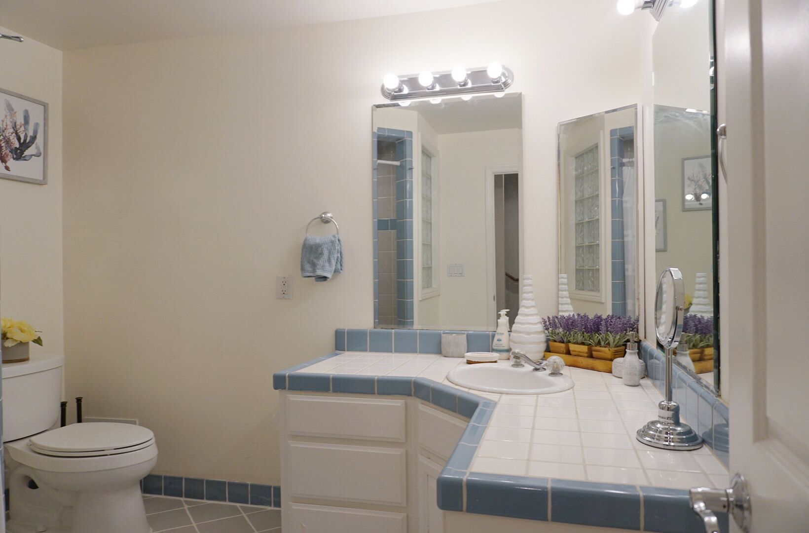 Regadera, secadora de cabello, toallas, jabón 