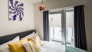 Desk, blackout curtains, soundproofing, iron/ironing board