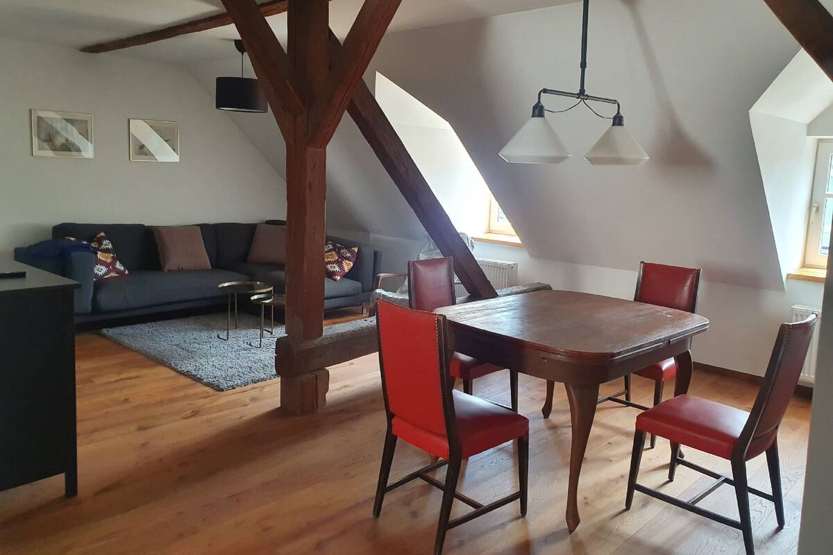 Apartment | Living area | 50-cm flat-screen TV with satellite channels, TV