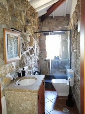 Regadera, secadora de cabello, toallas, jabón 