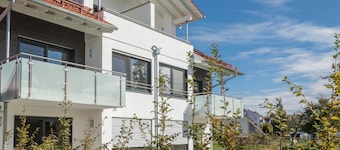 Apartment “4 am Biohof Eriskirch” close to Lake Constance with Wi-Fi, Balcony & Garden