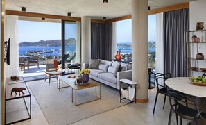 2+1 Residence  Sea View With Terrace | 거실 공간 | 위성 채널 시청이 가능한 106cm 스마트 TV, TV