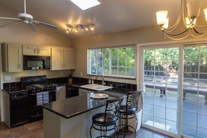 Fridge, microwave, dishwasher, coffee/tea maker