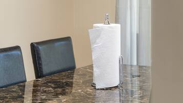 Fridge, microwave, dishwasher, coffee/tea maker