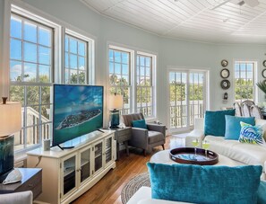 Smart TV, DVD player, books, video library