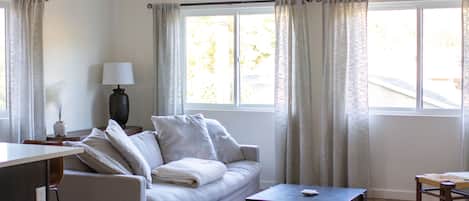 Smart TV, fireplace, stereo