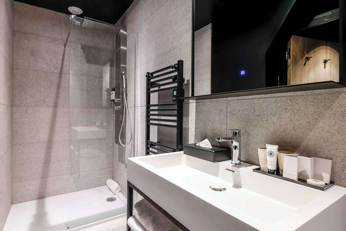 deluxe room, 1 king bed, non smoking | bathroom | shower, rainfall showerhead, free toiletries, hair dryer