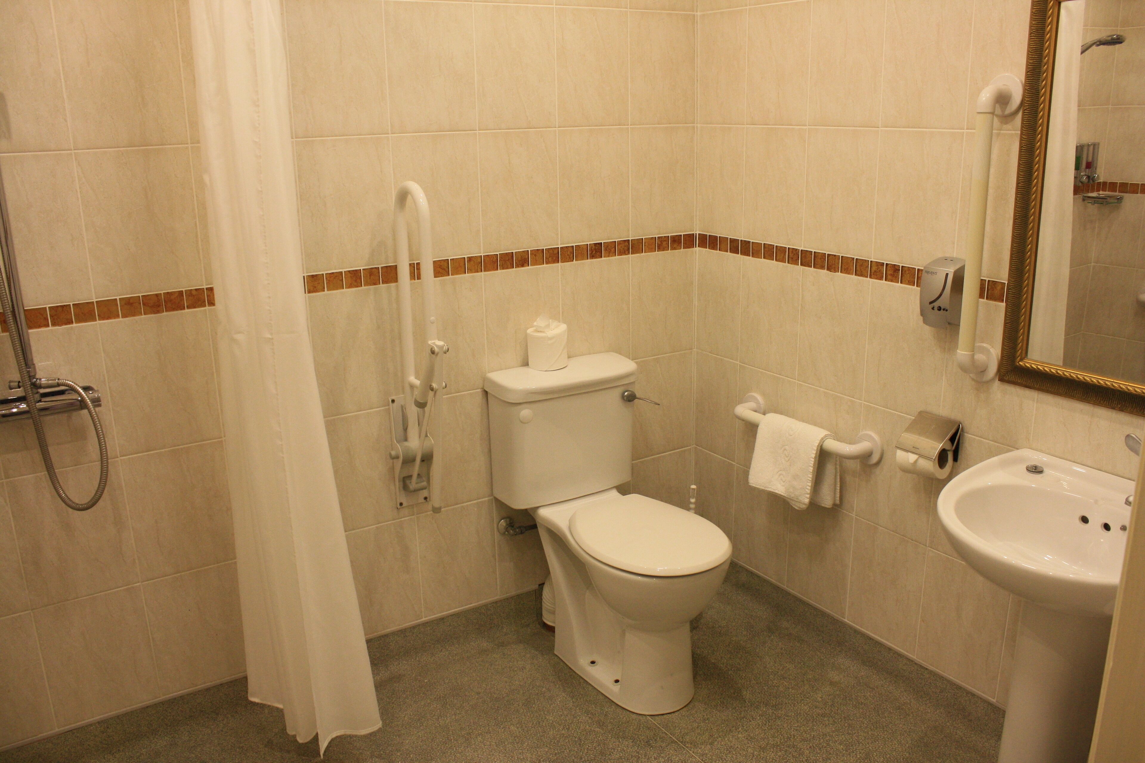 deluxe room, 1 king bed, accessible | bathroom | free toiletries, towels, soap, shampoo